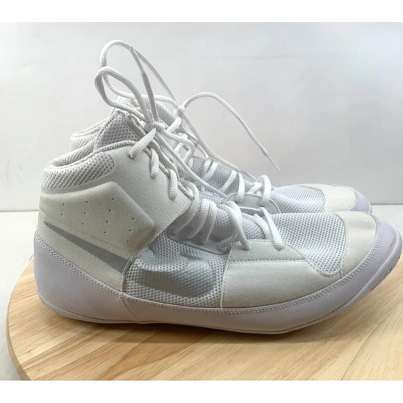 Nike Fury Wrestling Shoes Mens Size 7.5 White Silver Metallic MMA Combat Boxing - Picture 1 of 8